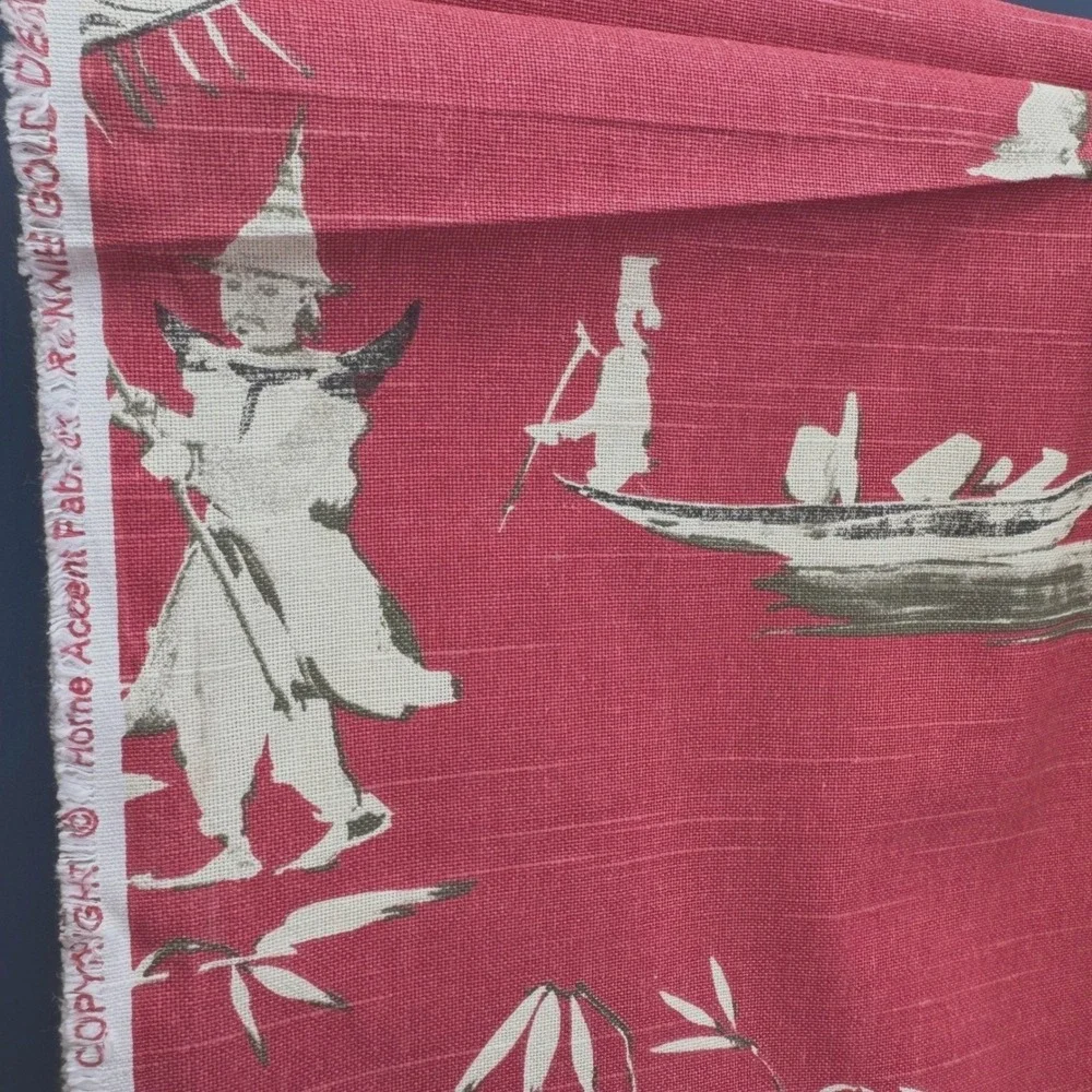 10 Yards Pagoda Road Upholstery Drapery Fabric in Azalea Chinoiserie Toile